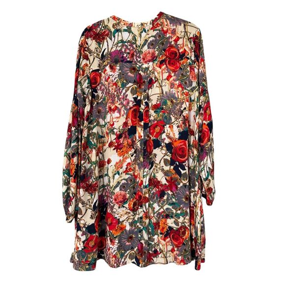 Umgee Women's Floral Boho Long Sleeve Keyhole Tunic Top Multicolor Size Small - Picture 5 of 7